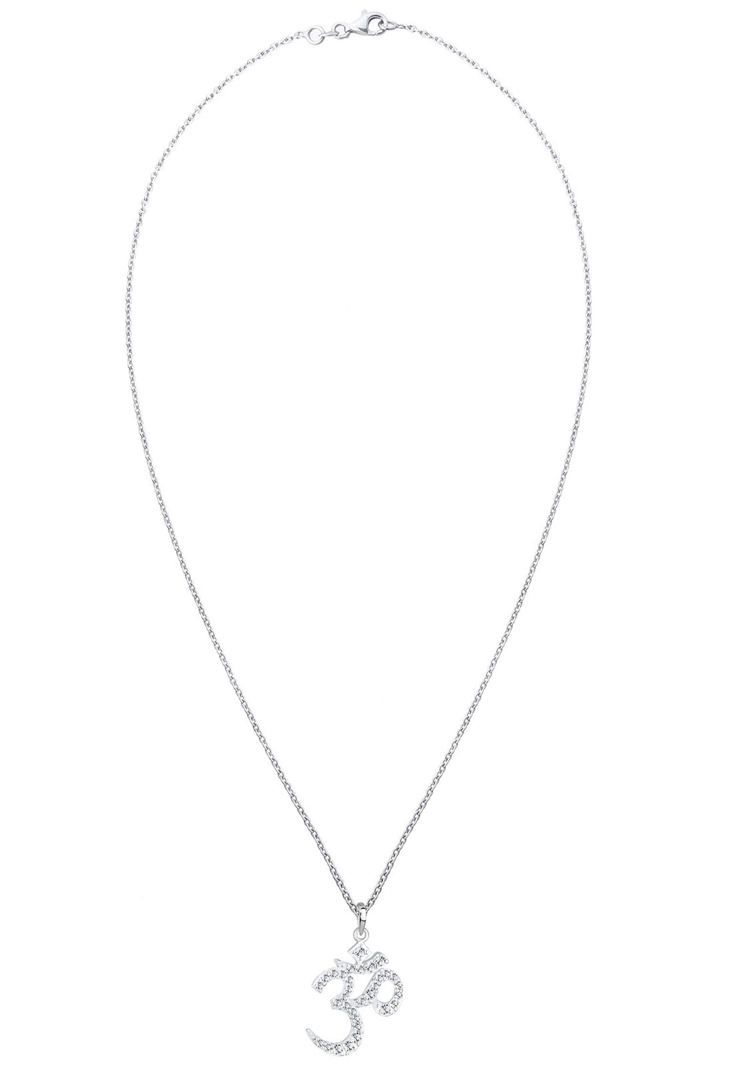 Elli Collana Donna Carattere Om con Cristalli in Argento Sterling 925