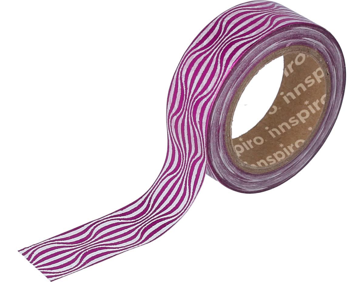 INNSPIRO Masking Tape Washi Foil Pink Shapes 15 mm x 10 m Metal Series