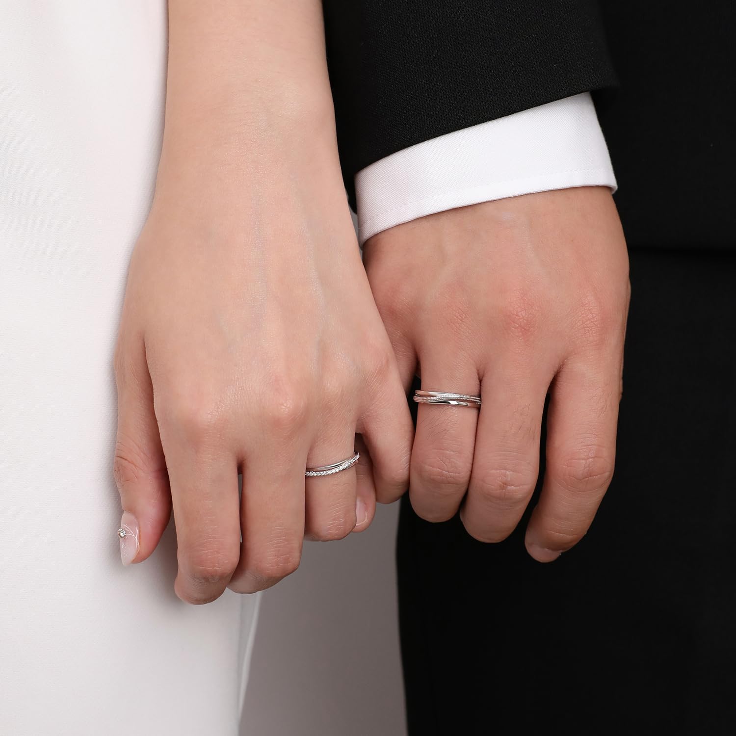Meissa Anelli Donna Uomo Argento 925 Anelli Coppia Fidanzati Anelli Regolabili con Zircone cubico Anello Fidanzamento Fedi Nuziali Gioielli Matrimonio san valentino (Set di due anelli)