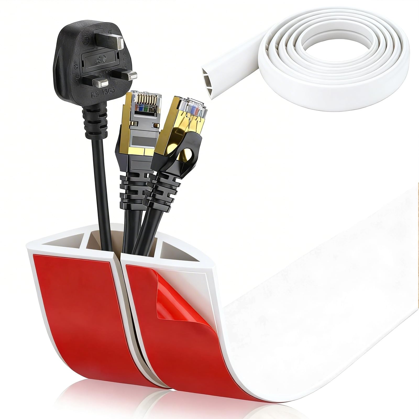 Vfrdsa Floor Cord Cover, 1M Self Adhesive Floor Cable Protector, Flexible Cable Cover for Wires Floor, Cable Trunking, Protect Cables & Prevent Trip Hazards for Home Office Factory Garage