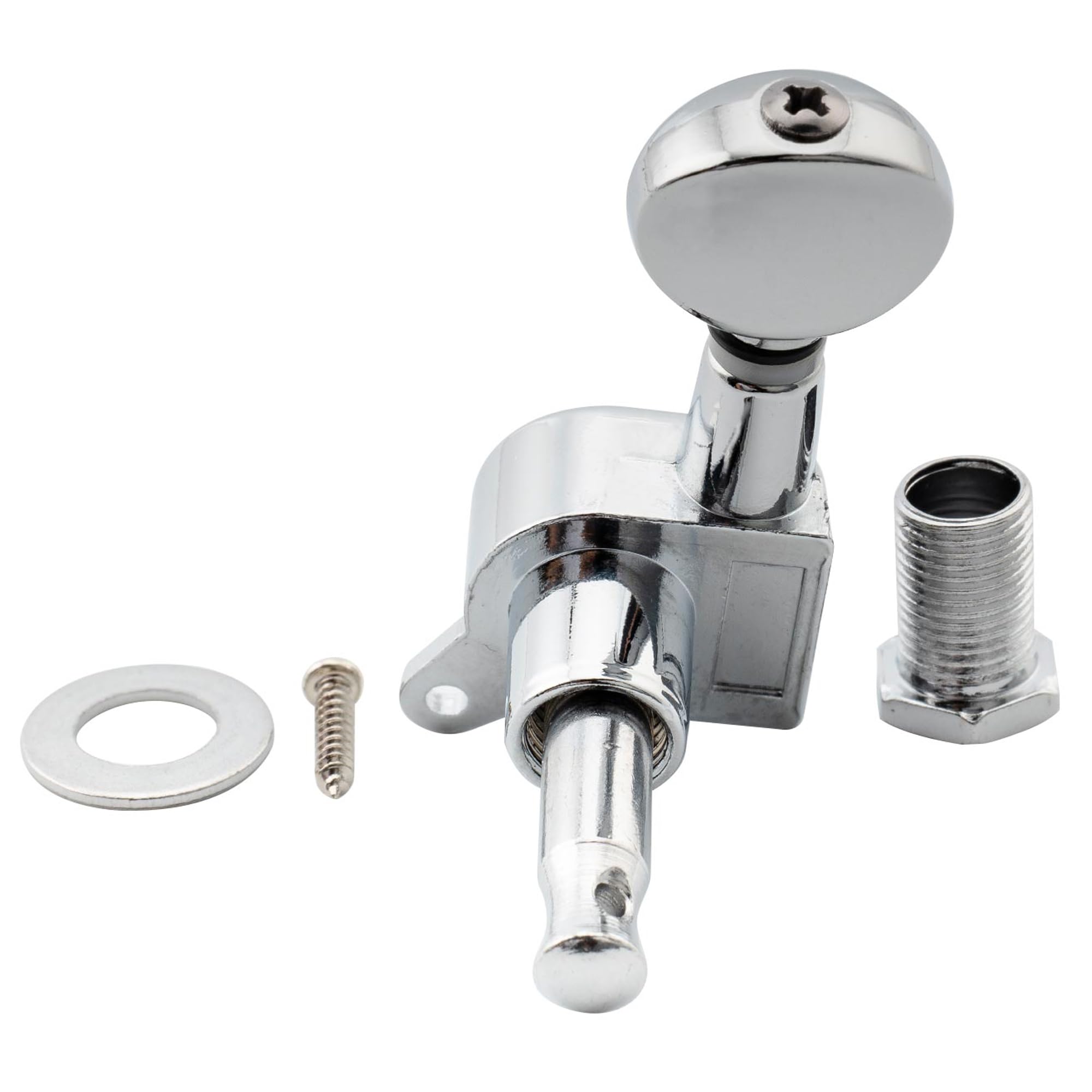 Musiclily Set di Meccaniche in Linea L6 per Chitarra Elettrica tipo Strat Tele, Kidney Button Cromato