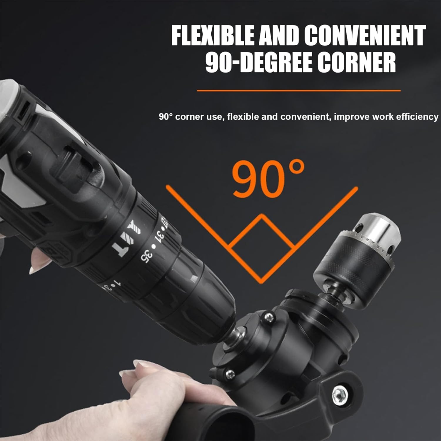 Even 90 Degree Drill Attachment, Right Angle Drill Adapter with Auxiliary Handle, Adjustable. - Image 5 thumbnail