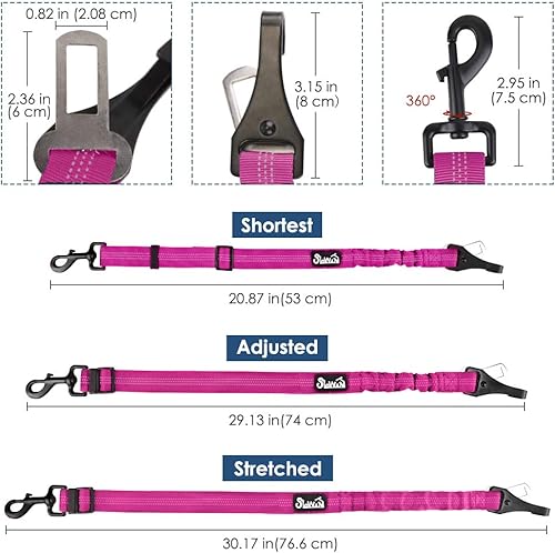 Vista 3 de SlowTon Cinturón de seguridad para perro, correa de cinturón de seguridad ajustable para perro, 2 en 1, cinturón de seguridad para automóvil