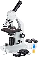 Vista 1 de AmScope Microscopio compuesto monocular inalámbrico M500-LED, ocular WF10x, aumento 40x-1000x, óptica antimoho, iluminación LED, Brightfield