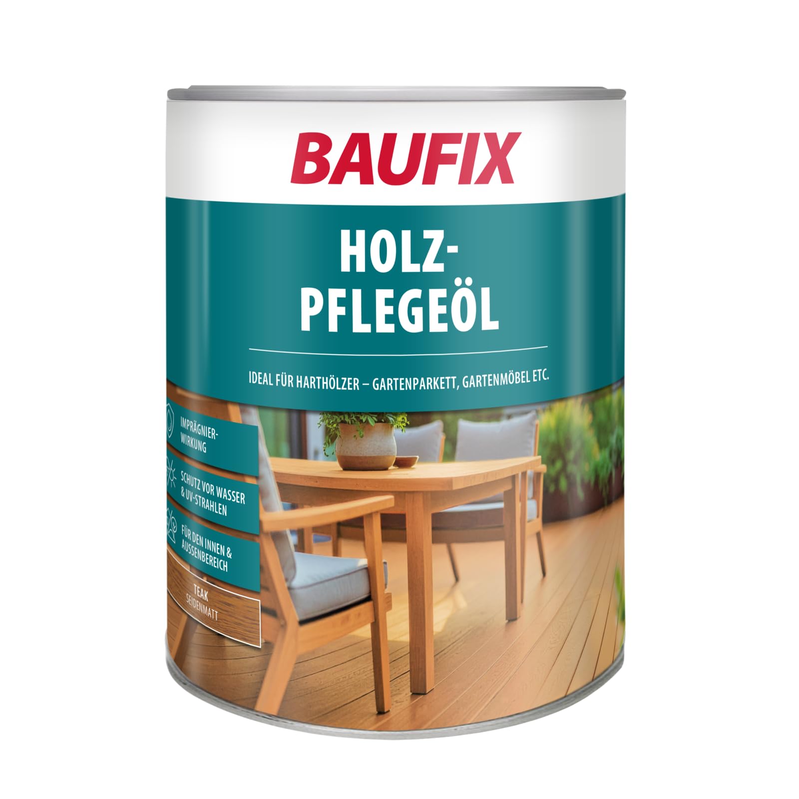 BAUFIX Olio per la cura del legno teak satinato opaco 2,5 litri per interni ed esterni