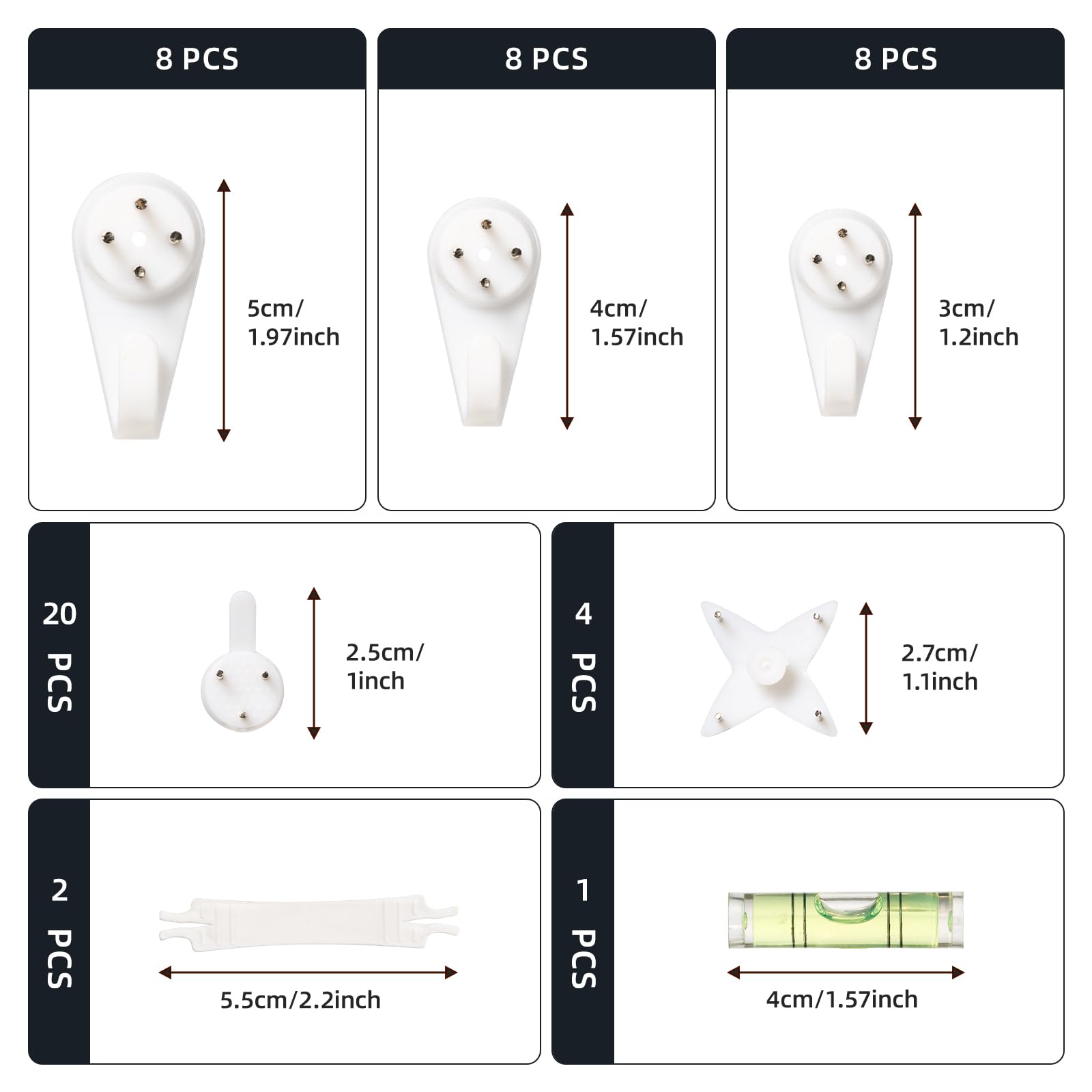 51pcs Non Trace Picture Hooks for Hard Walls,Picture Hanging Hooks,Wall Hanging Hooks,Picture Hangers,Plastic Picture Hooks for plasterboard Walls no Nails,Photo Hooks,Small Hard Wall Picture Hooks - Image 2