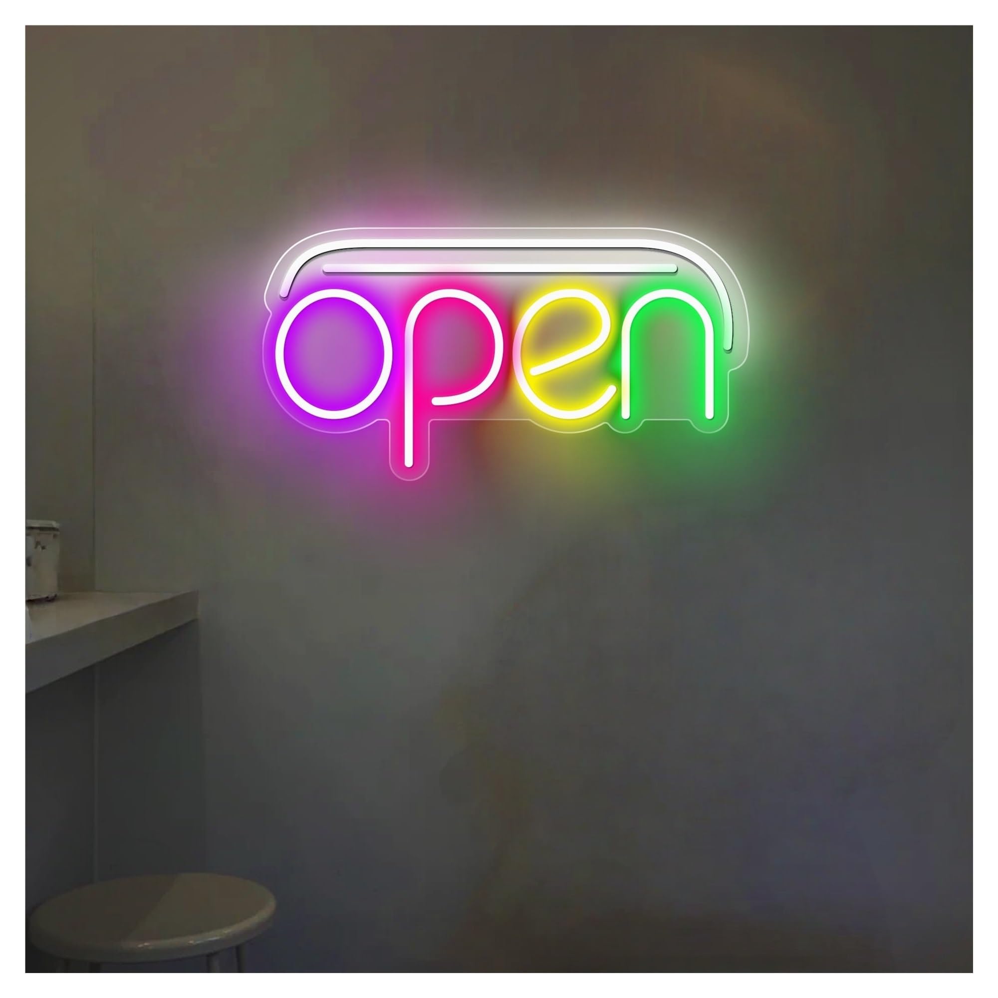 RONGCH Hanging Art Neon Signs Open Neon Sign, Suitable for Cafe Store Shop Decor with Brightness Adjustable 40cm(C)
