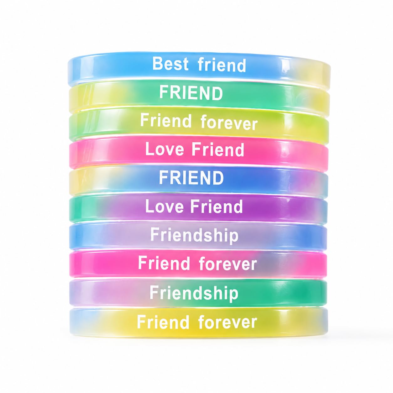 Glow in the Dark Friendship Bands for Kids & Adults (Pack of 10) | Silicone Friendship Day Wristbands with Quotes | Best Friend, Friendship Forever Bracelets | Return Gift for Birthday Party-image-13
