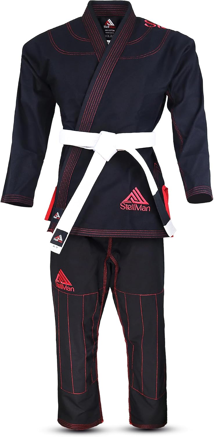 BJJ Brazilian Jiu Jitsu Gi for Men Lightweight Preshrunk Cotton IBJJF Approved Uniform free White Belt