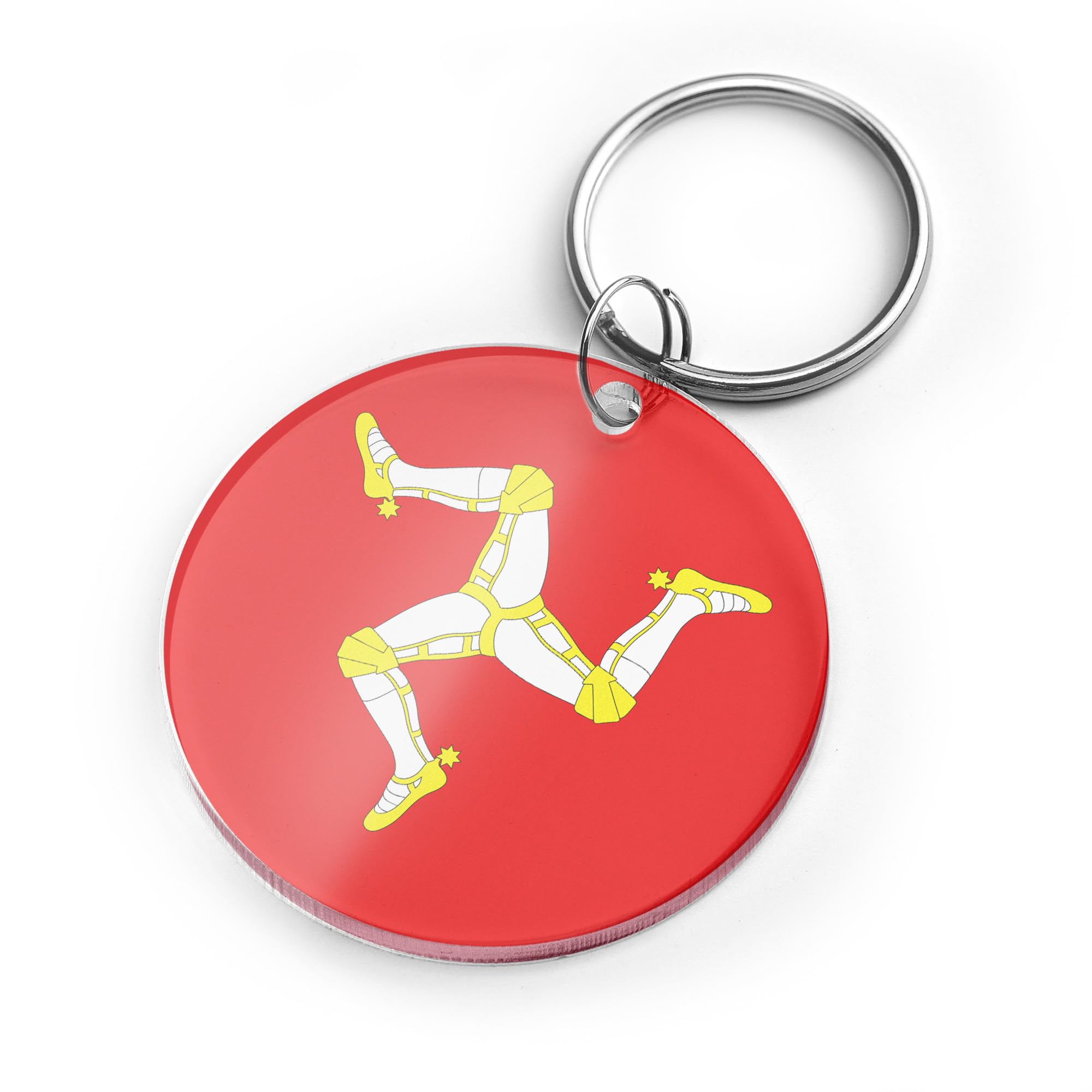 A1 Graphics Ltd Isle of Man Flag Keyring Manx TT Acrylic Keychain, Motorcycle Gift (Circle)