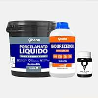 Porcelanato Líquido Epóxi, 100% Resina Epóxi, Preto, 2kg Parte A + 1kg Endurecedor Parte B com Proteção UV