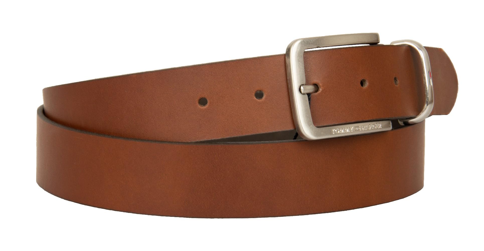 Tommy Hilfiger Men's leather belt that can be shortened article AM0AM01304 METAL KEEPER BELT 3.5 ADJ height cm. 3.5, 204 Dark tan, 115