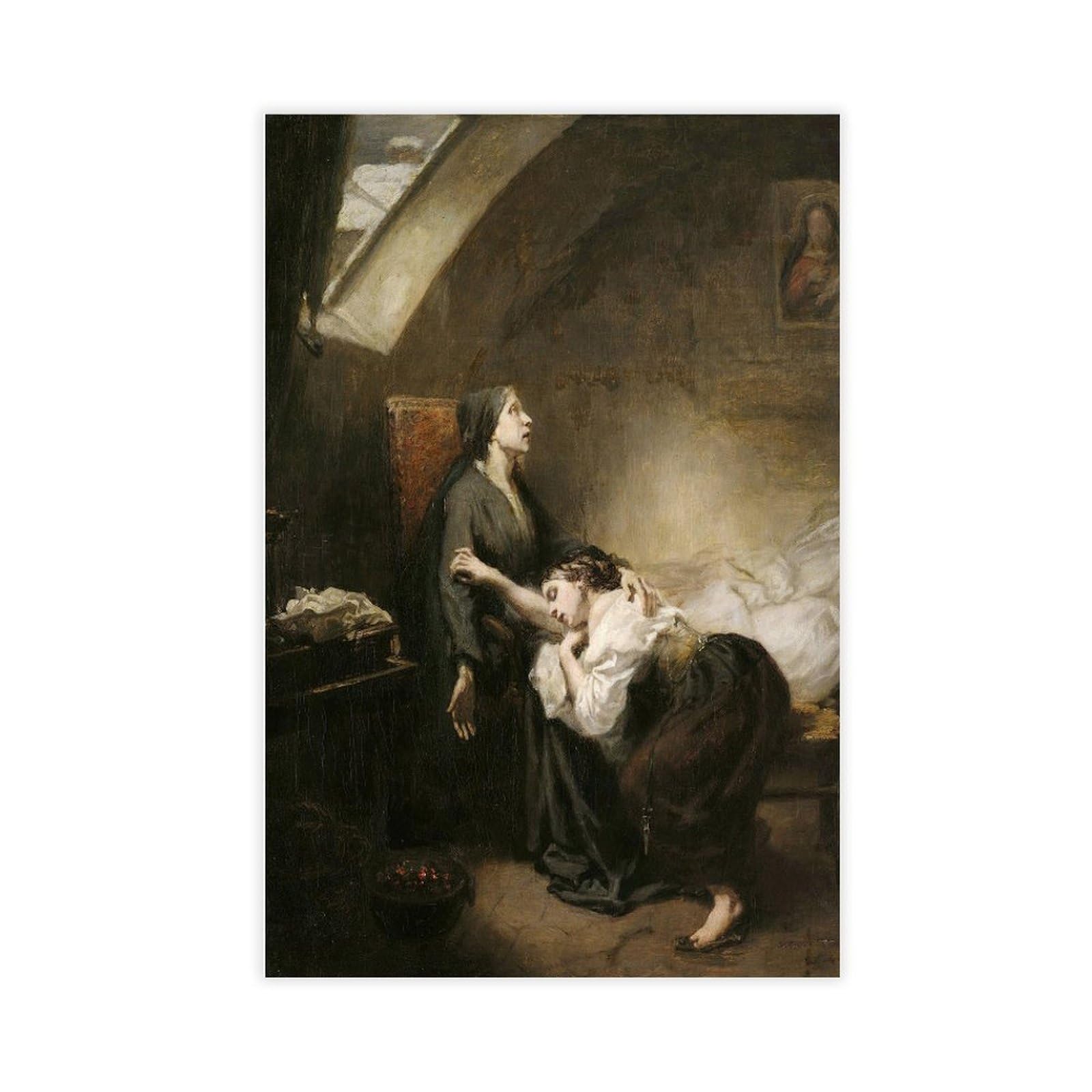 ANFOTCM Octave Tassaert, niefortunna rodzina lub samobójstwo, płótno druk artystyczny plakat do domu, szkoły, biura, dekoracja 24 x 36 cali (60 x 90 cm)