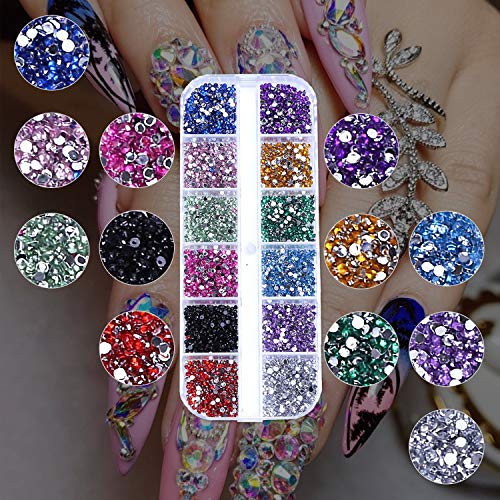 4200pcs Rhinestones for Nails, Nail Glitter Sequins Nail Decals with Crystals Nail Gems Diamonds for Nail Art Including Wax Pencil for Rhinestones And Rhinestone Picker… (A) - Thumbnail 3