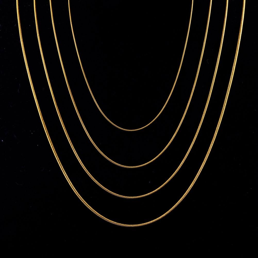 Gold Chain 18K Gold Plated Snake Chains for Necklace Jewelry Making 24pcs 1.2mm 20inch With Lobster Clasps women DIY Bulk Link Supplies
