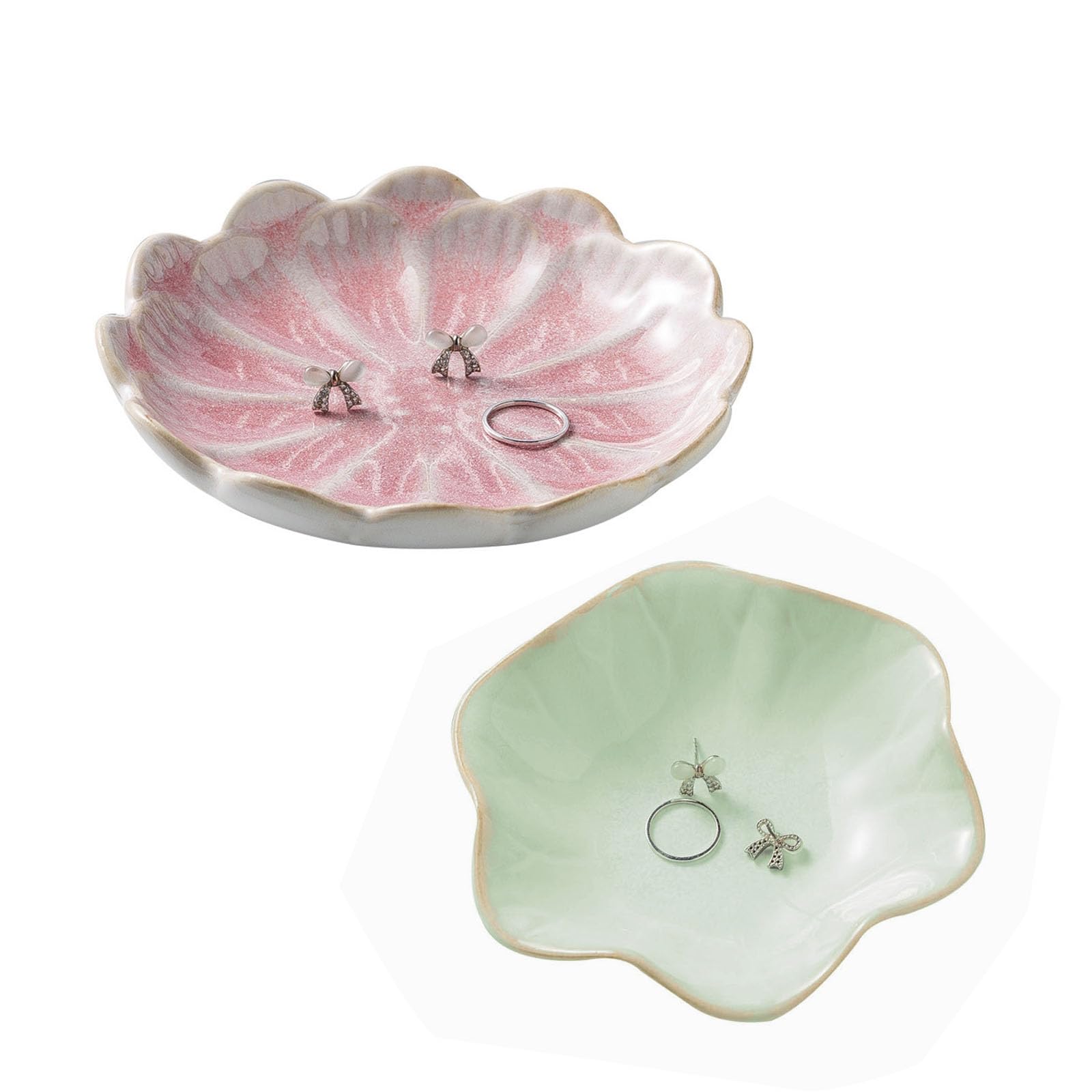 streeHerjjkeA1 2 x Lotus Ceramic Enamel Plates, Flower Shaped Tray, Ceramic Jewellery Dish, Lotus Flower Shaped Plate, Lotus Leaf Plate