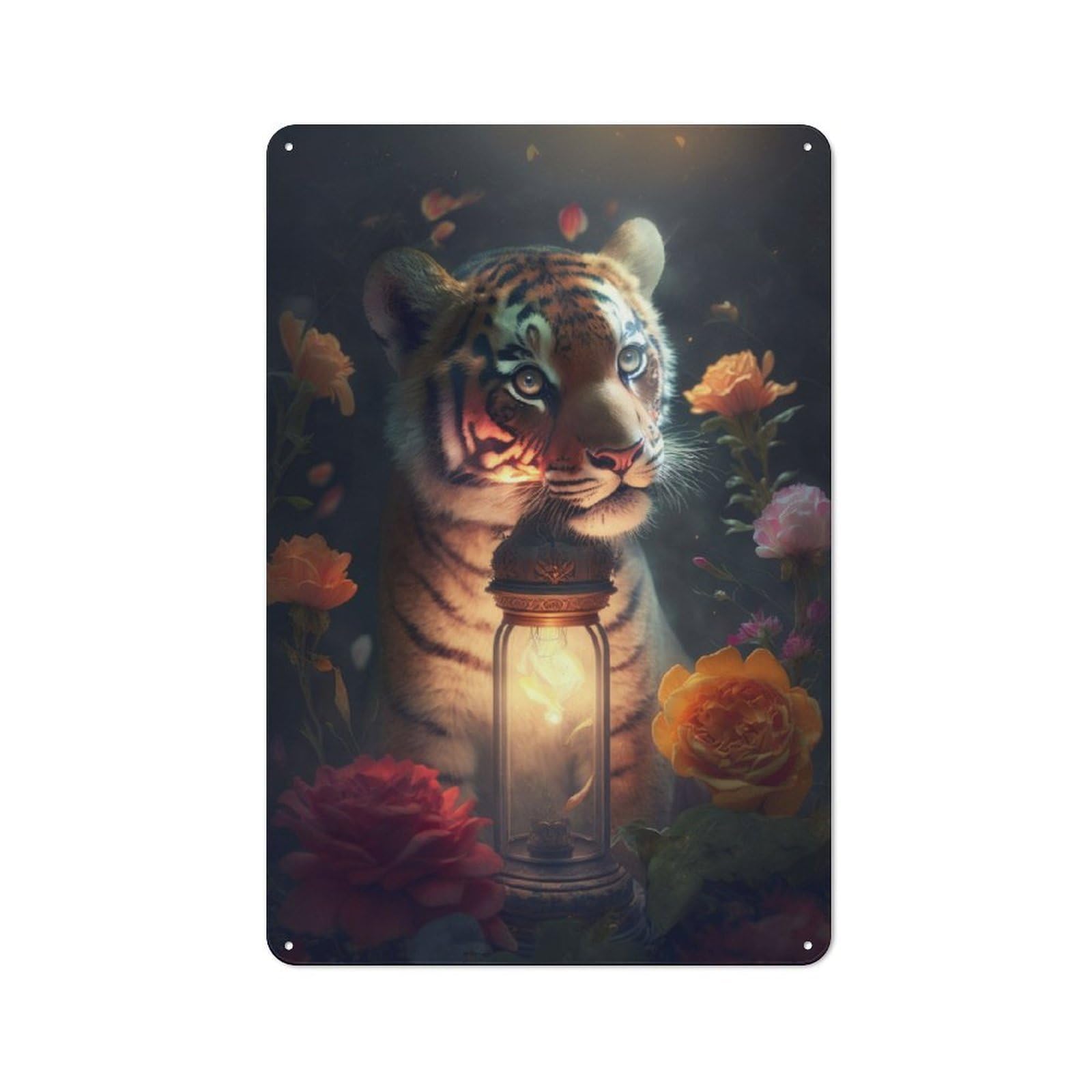 Junmoney The Magical Tiger Cub Vintage Vintage Tin Sign 30X20cm, Cafe Wall Decor For Bakery, Diner, Cafe Or Family Room