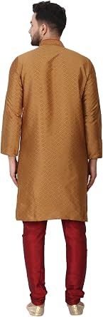 SKAVIJ Men's Tunic Kurta Pajamas Checked Party Clothing