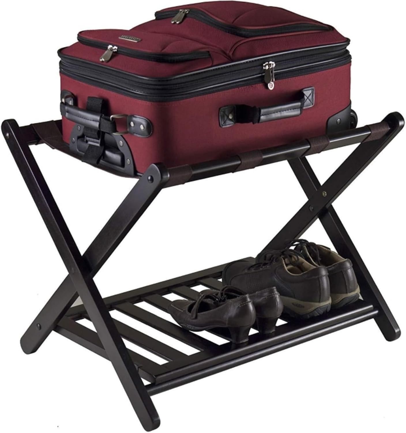 Foldable Suitcase Stand Bamboo Luggage Rack Folding Stand Holder for Bedroom Guest Room for Guest Room