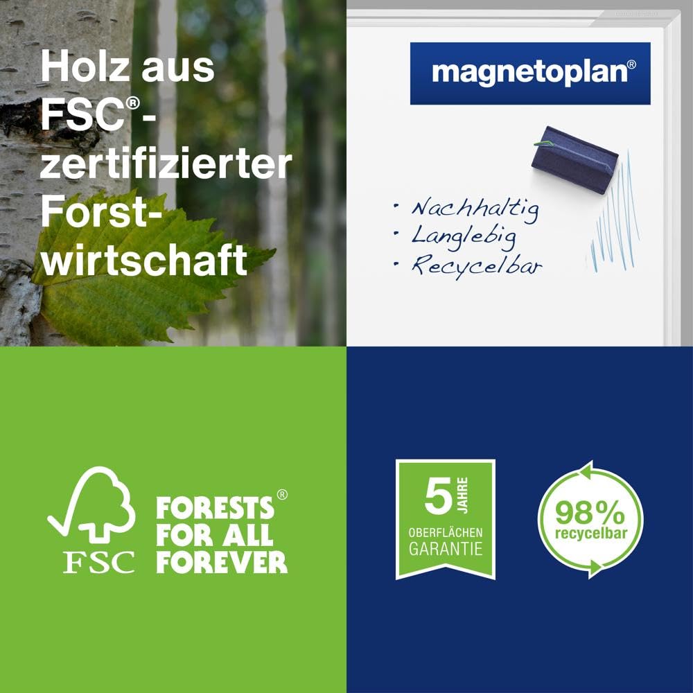 magnetoplan Design-Whiteboard SP | Magnettafel BxH 2000x1000 mm | Stabile, speziallackierte Stahloberfläche | Perfekte Schreibfläche | Bürobedarf | Memoboard für Büro- und Konferenzräume | Homeoffice