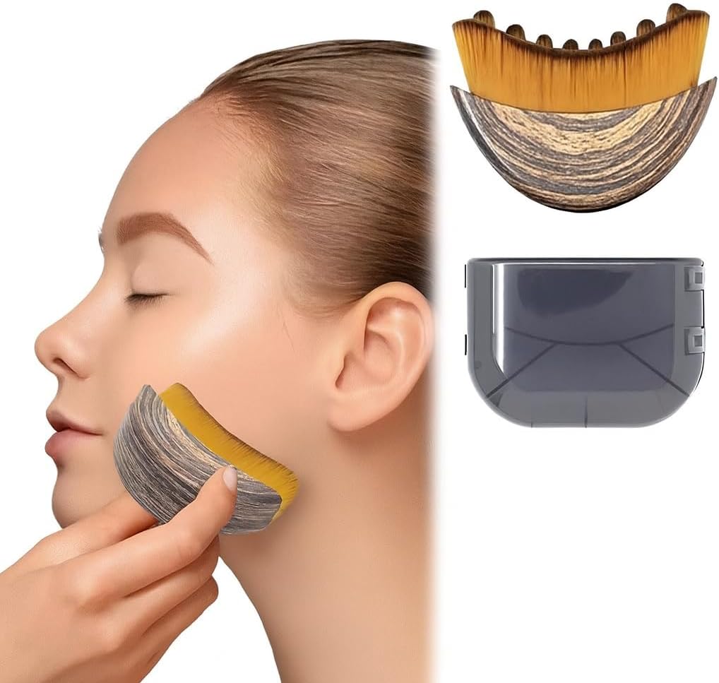 Lymphatic Contour Face Brush, Jawline & Cheek Sculpting Tool – Manual Facial Massage Brush for Lifting, Puffiness & Lymphatic Drainage – Ergonomic Skin Care Massager for Women & Men