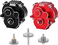 Vista 7 de INJORA Caja de cambios de transmisión con engranajes 16.6/1 piñón CNC transmisión completa de aluminio para TRX4M 1/18 RC Crawler Upgrade(Negro)