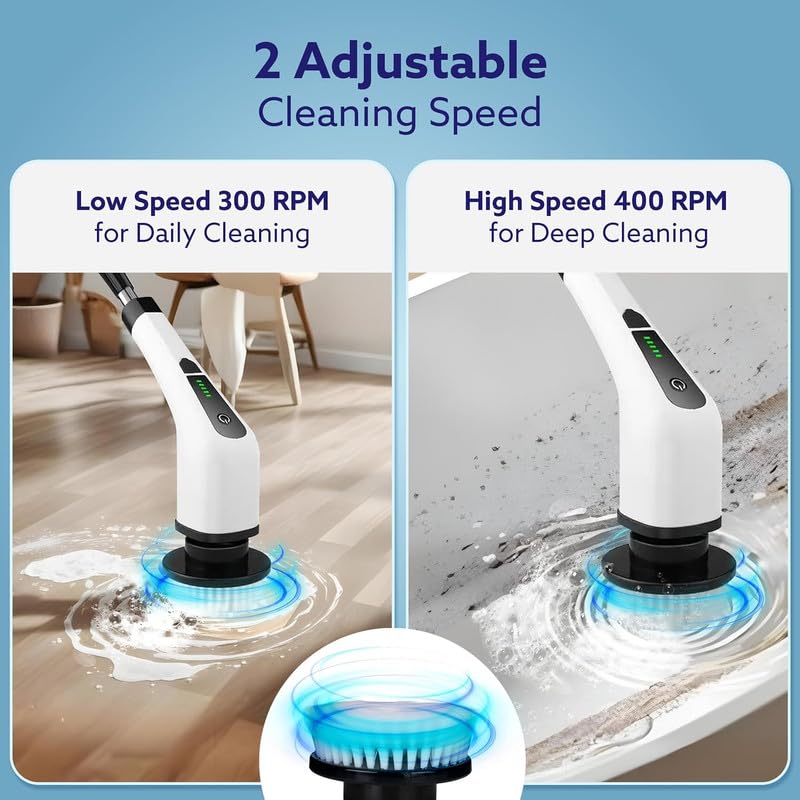 Image of 9 in 1 Cordless Electric Spin Mop, Automatic Floor Cleaning Supplies Machine -400RPM /Mins-9-Replaceable Brush Heads, (DSG-1649 (9-1 Spin Mop)*, Standard)