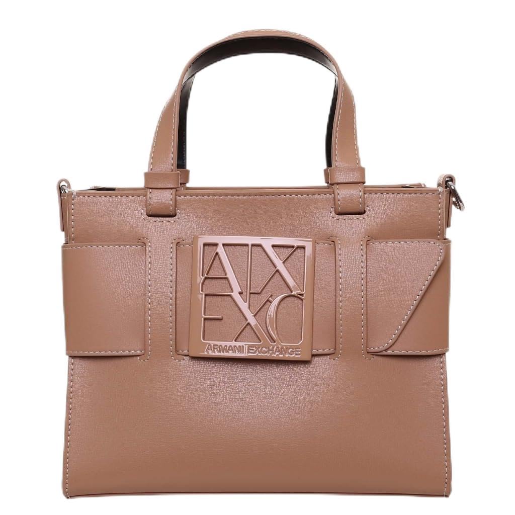 Armani Exchange Women's Susy Soft, Sustainable, On Tone Logo Shopping Bag, S, Candied Ginger