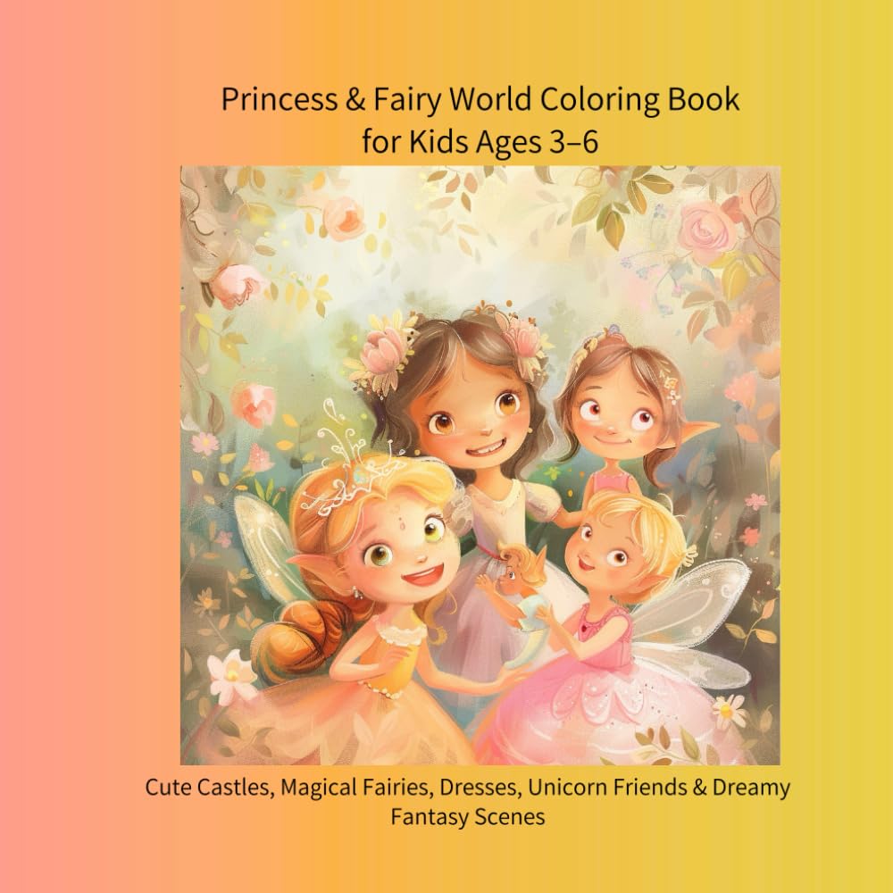 Princess & Fairy World Coloring Book for Kids Ages 3–6: Cute Castles, Magical Fairies, Dresses, Unicorn Friends & Dreamy Fantasy Scenes (color book)