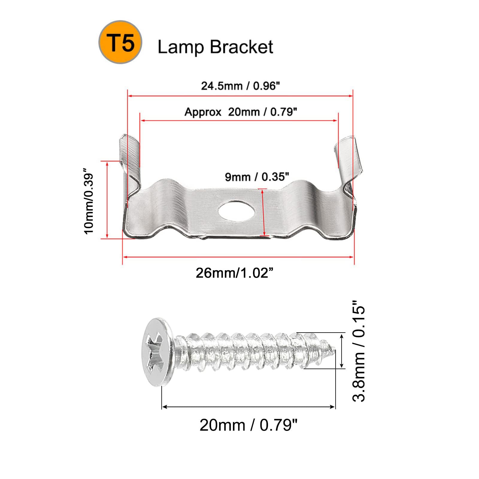 TOP-VIGOR 20Pcs T5 Clips Bracket Hanger Fluorescent Tube Light Fixture Holder Clamps with Screws for LED Bulbs Ceiling Lamp to Prevent Sagging - Image 2