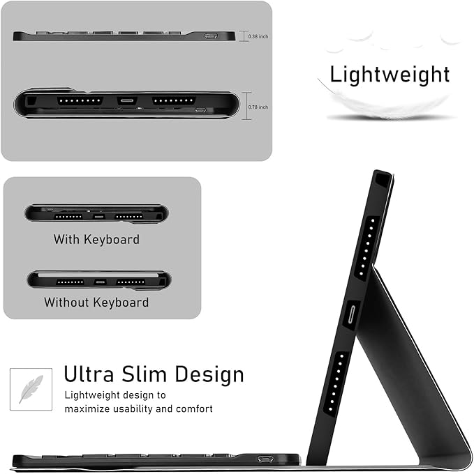 for Lenovo Tab M11 Case with Keyboard 11 inch 2024, UK layout Keyboard Case for Lenovo Tab M11, Slim Smart Cover with Detachable Keyboard and Pen Holder, Black