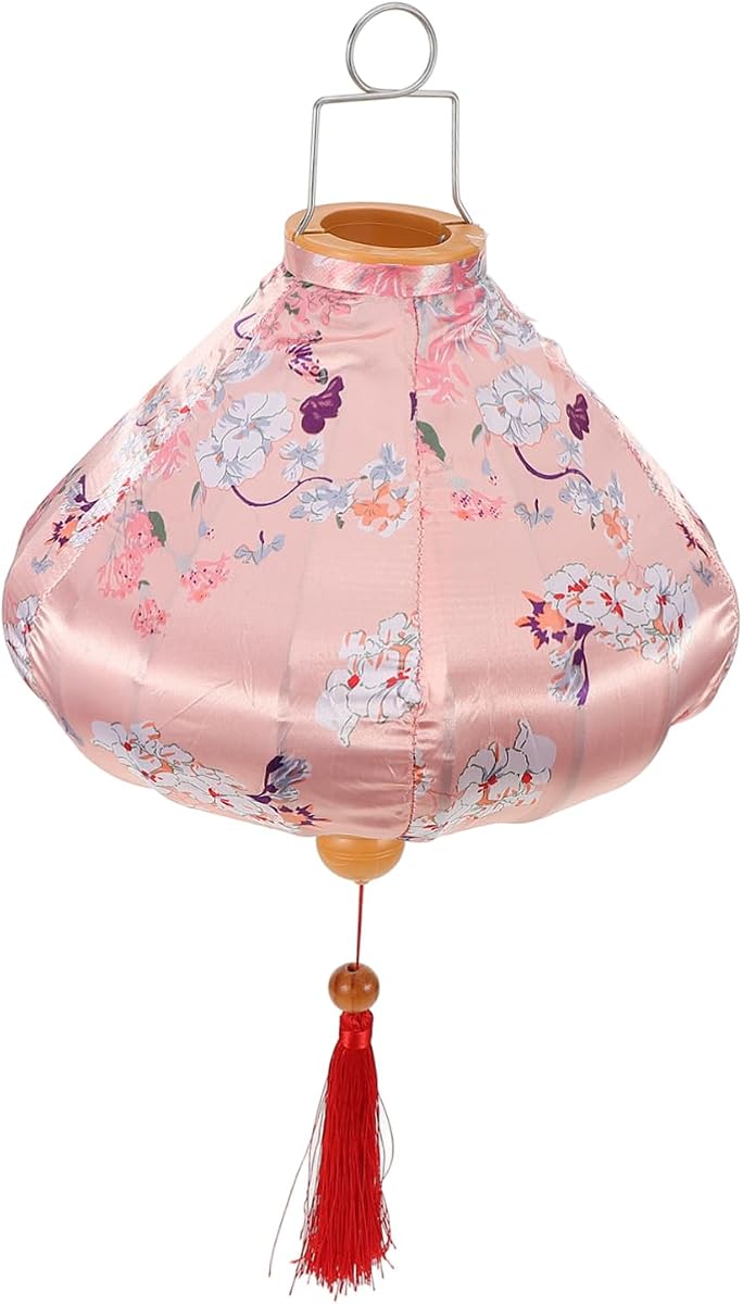 Mipcase Lantern Decorative Outdoor Silk Lanterns for Vietnamese Themed Events Satin Cozy Atmosphere for Gatherings and Camping Butterfly Flower Design