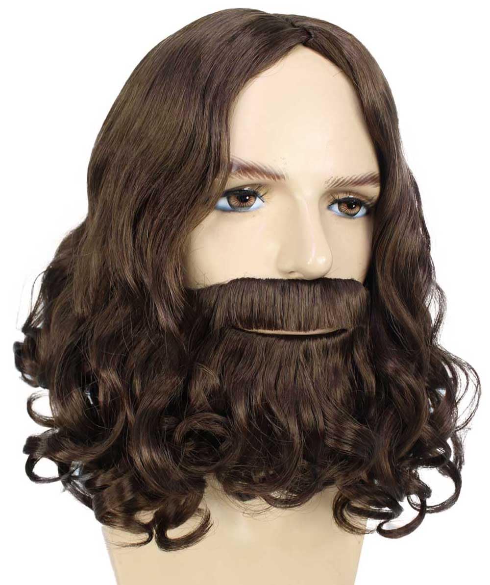 Banana Costume Adult Men's Biblical Wig and Beard Set, Multiple Color Options, Perfect for Jesus Greek God Cosplay, Flame-retardant Synthetic Fiber