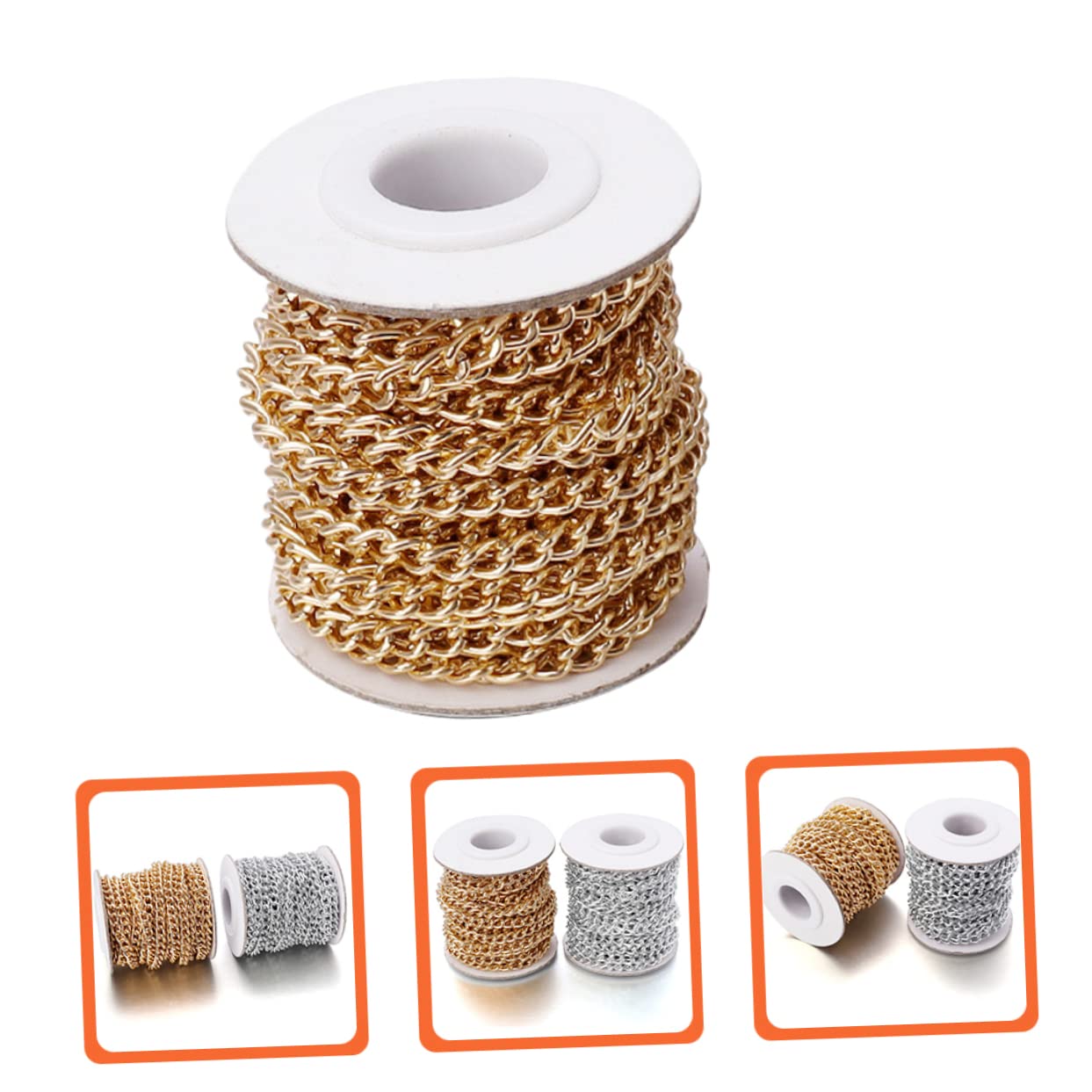 LALAFINA 5rotoli Catenelle Alluminio per Fai da Te Accessori per Borse e Abbigliamento Catena Leggera e Resistente Non Sbiadisce ø per Creazioni Artigianali e Decorazioni di Moda
