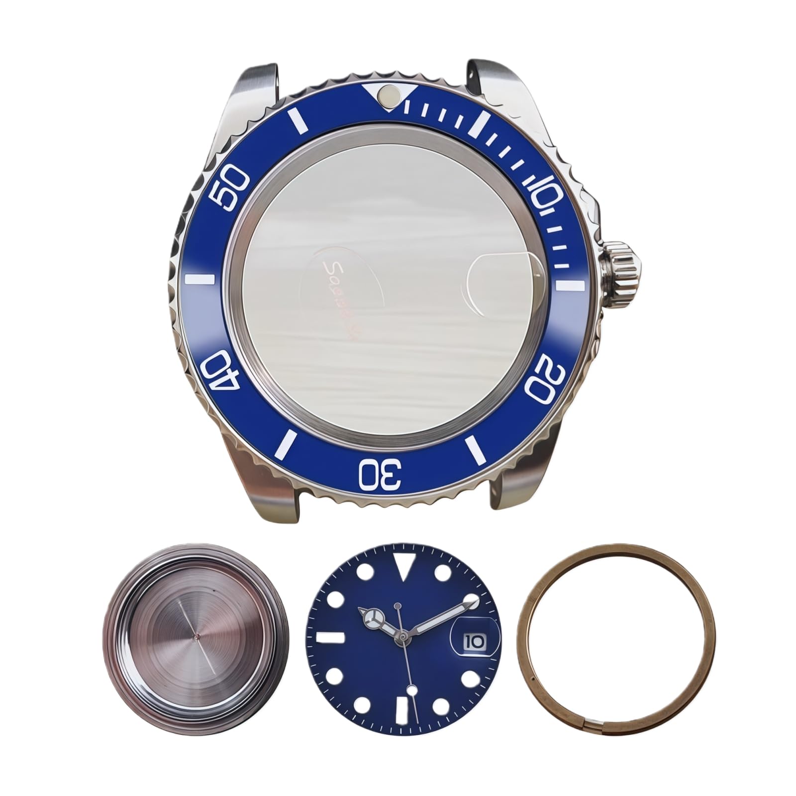 Klassisches Taucherstil Uhrengehäuse 40mm Massiver Boden Saphirglas Drehbare Lünette DG2813 8215 Werk für Rolex Submariner