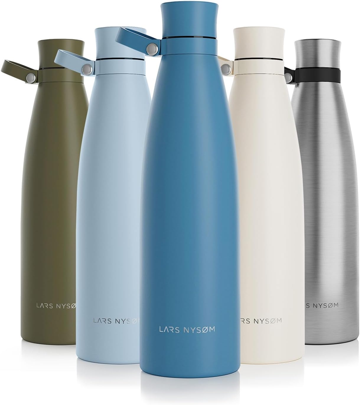 LARS NYSØM Stainless Steel Insulated Water Bottle 25oz 34oz | BPA-free Insulated Thermo Flask for Hot and Cold Beverages | Leakproof Drinking Bottle (Niagara, 34oz)