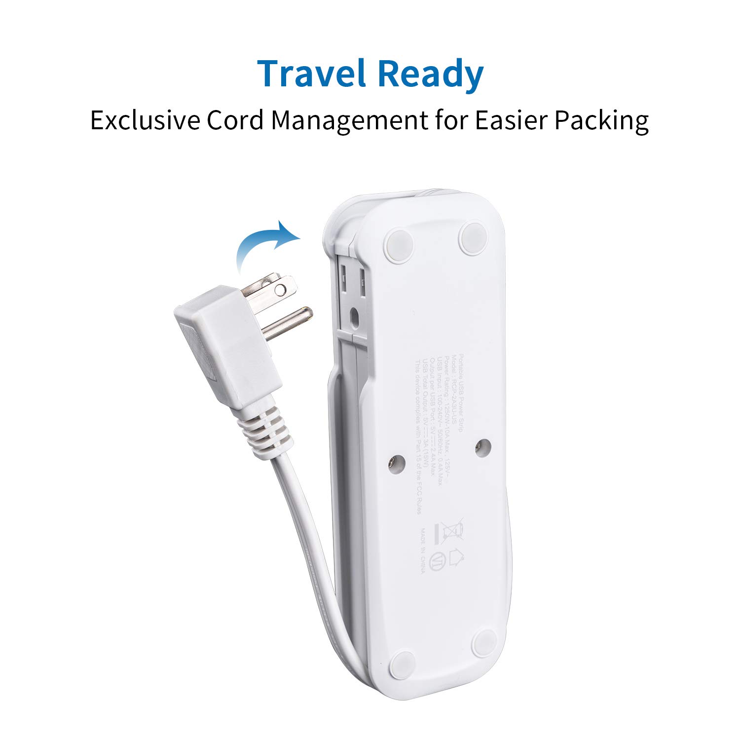 Travel Power Strip 2 Pack - NTONPOWER Power Strip with 2 Outlets and 3 USB, Portable Desktop Charging Station, 15 inches Short Extension Cord, Compact for Cruise Ship, Nightstand, Office, Home, Hotel