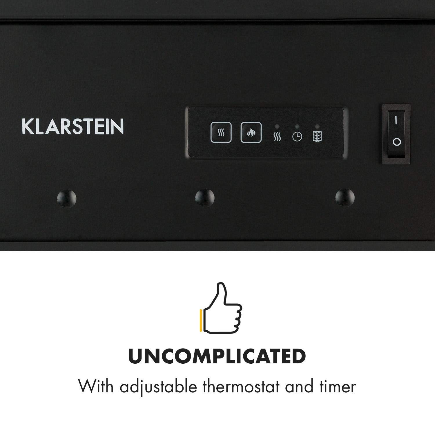 Klarstein Elektrokamin, Elektro Heizungen für Wohnzimmer & Innenräume, Elektrischer Kamin mit LED Flammen, mit Fernbedienung, Heizlüfter mit Timer, Einstellbarer Thermostat, Heizung 1900 W