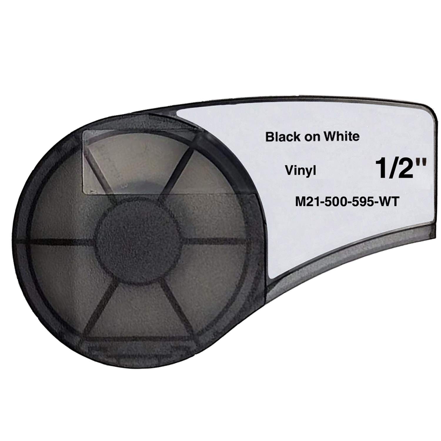 Compatible Label Tape Replacememt for M21-375-499-Black on White 3/8" High Adhesion Nylon Cloth-16' Length-0.375" Width- 2 Pack