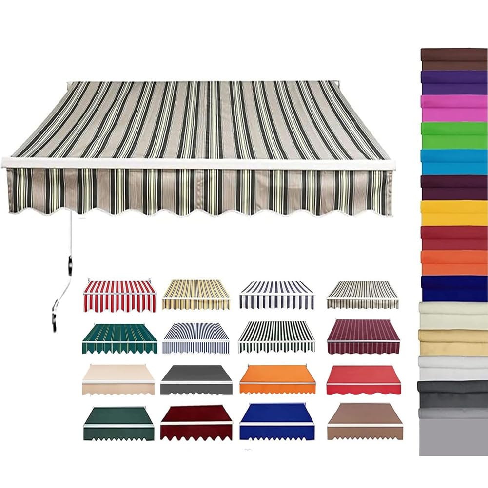Retractable Patio Awning Fabric Replacement Waterproof Polyester Shade Cover Outdoor Sunshade Awning Cover Canopy Canvas for Yard Deck Balcony,without Frame,03,(16x6.5ft) 5x2m