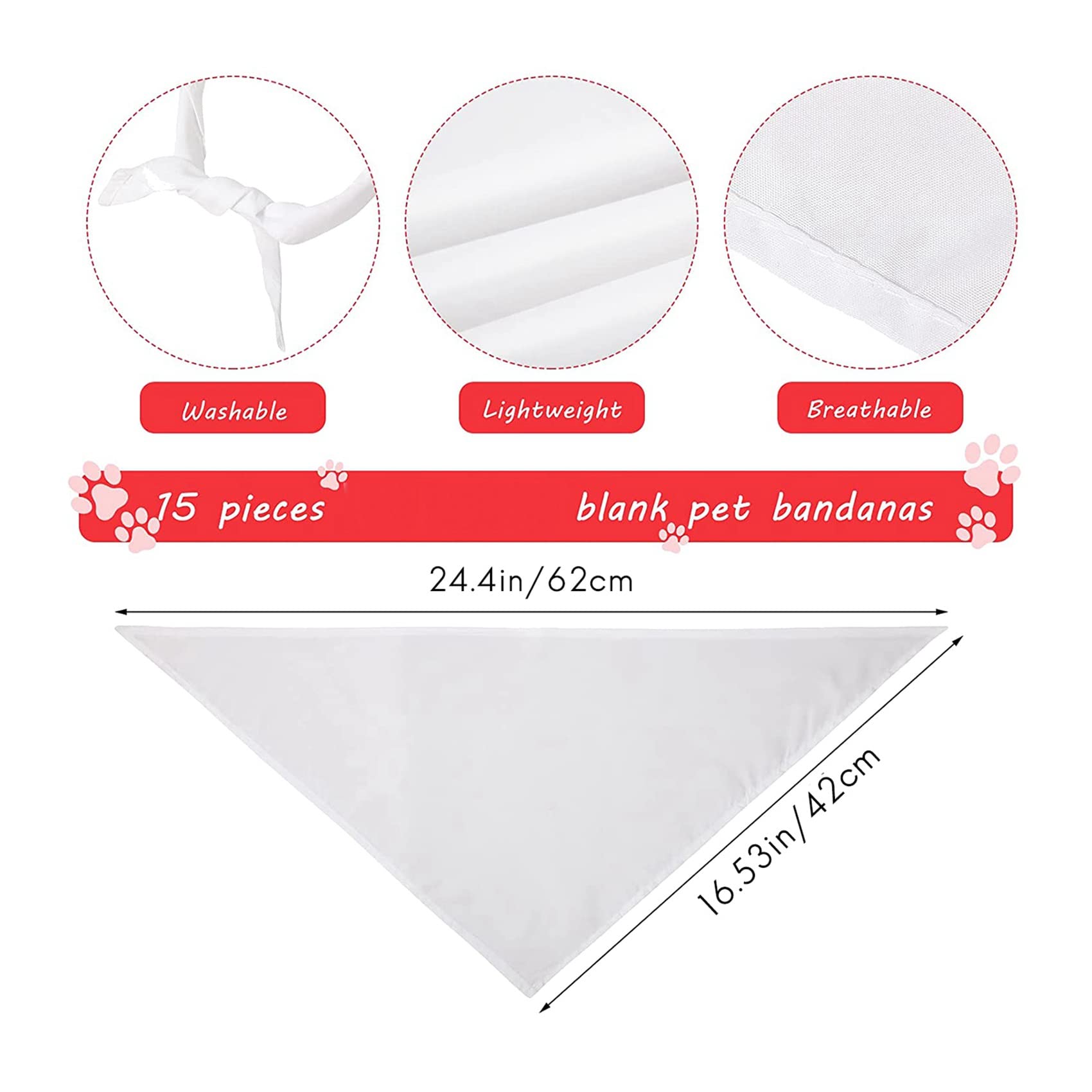 90 Pièces Sublimation Blanc Pet Bandana Transfert de Chaleur Lavable Bricolage Triangle Chien écharpe Bavoirs Foulard pour Chiens Chiot