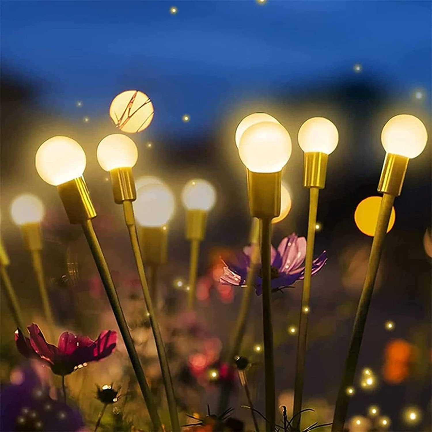 Bomkra C 5 Pack Solar Garden Lights, Solar Firefly Led Lights Outdoor Waterproof, Starburst Swaying Solar Outdoor Lights, Sway By Wind, Solar Powered Firefly Lights Lawn Yard Pathway Decoration