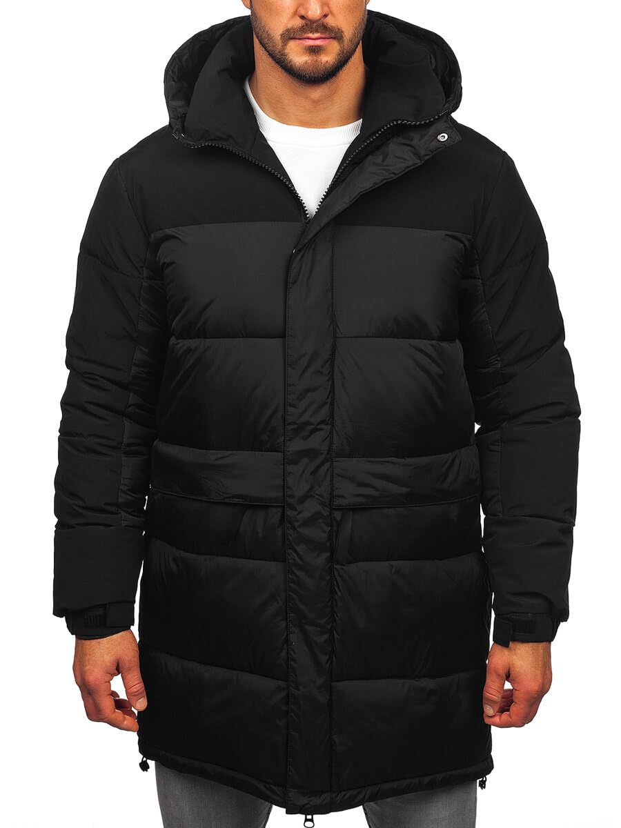 BOLF Hombre Chaqueta De Invierno con Capucha Cierre de Cremallera Ropa de Abrigo Jacket Cazadora Plumas Ocio Deporte Fitness Estilo Deportivo Mix 4D4