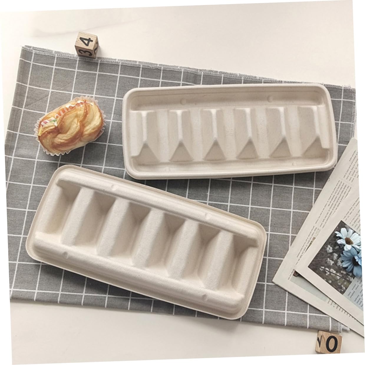 POPETPOP Porta Tacos Desechable de Papel Beige para Fiesta 25 Piezas, Soporte Multipropósito para Tacos, Burritos y Alimentos Similares en Eventos al Aire Libre