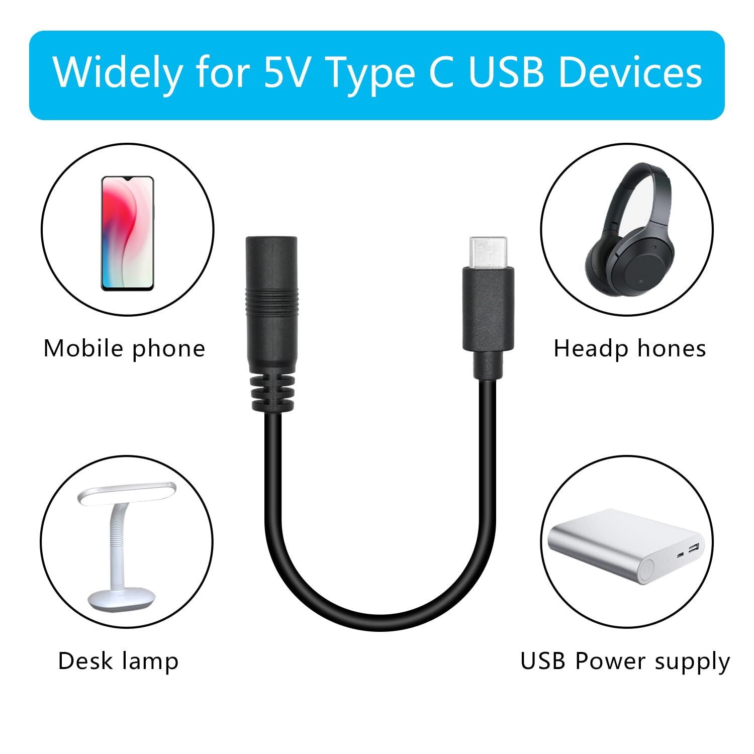 Amazon.co.jp: ショートDC 3.5mm x 1.35mm - USB C電源コード 6インチ