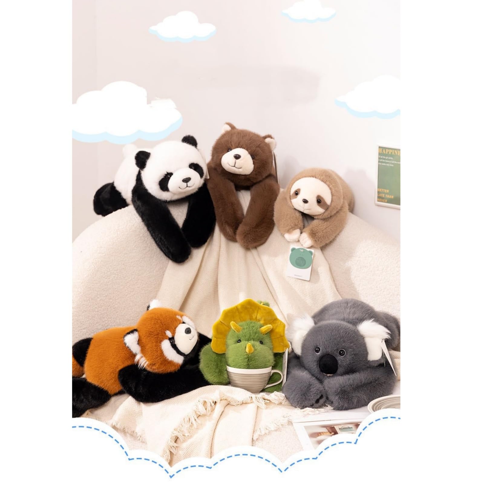 OUKEYI Cute Weighted Plush Animals, Panda Teddy Bear Dinosaur Stuffed Toys - Image 2