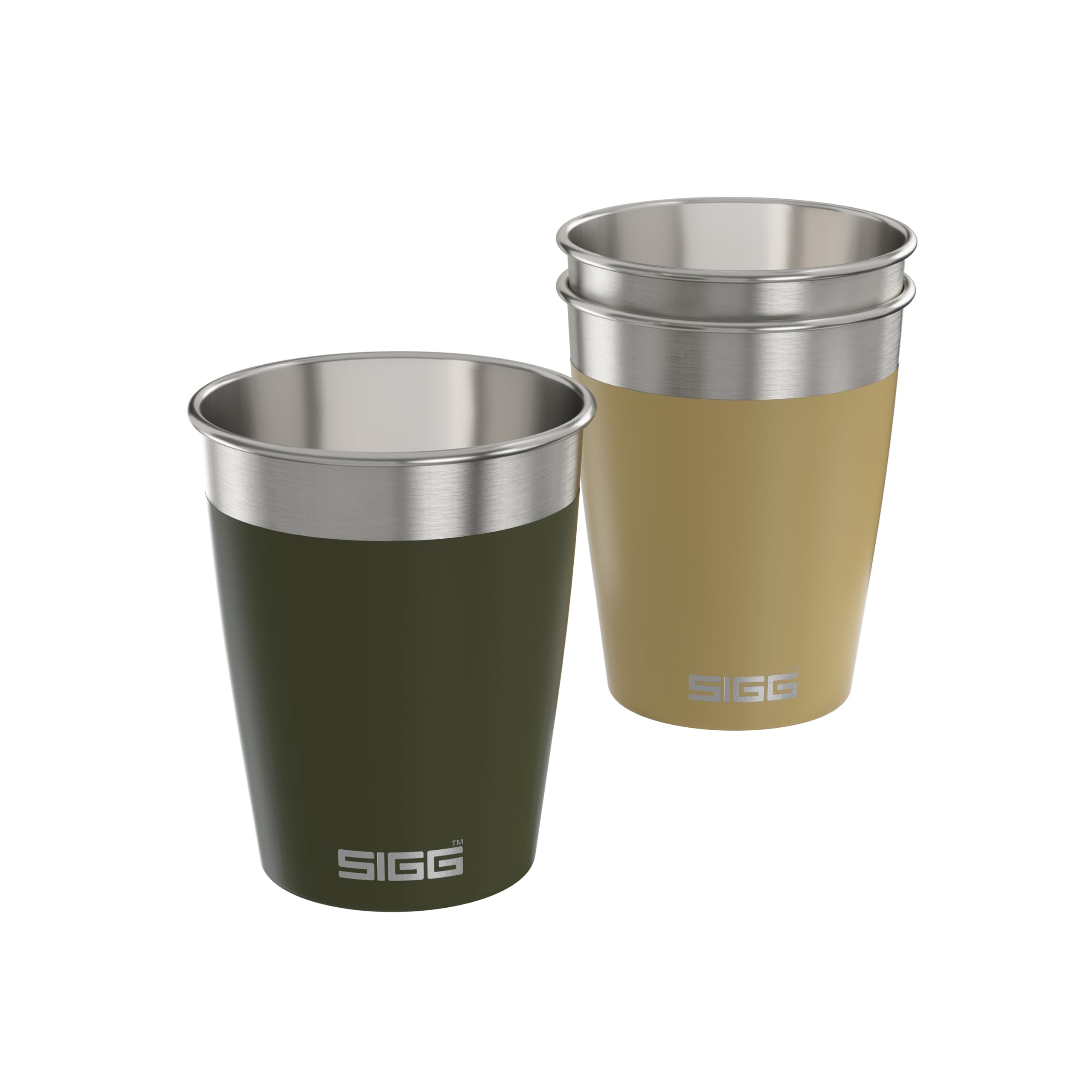 SIGG - Zestaw kubków podróżnych, 3 x 0,35 l, kubek podróżny, nadaje się do mycia w zmywarce, można układać w stos i nadaje się do ponownego użytku, nie zawiera BPA, wytrzymała stal nierdzewna,