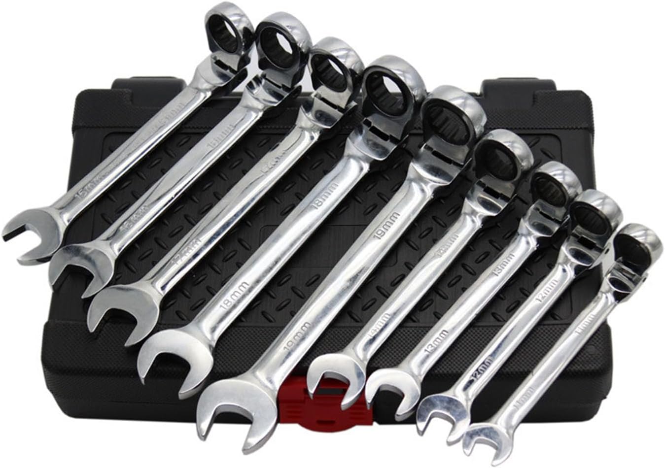 Pack of 12 Extended Length Handle Wrench Set Flexible Head Plan Convenience Narrow Areas Household Repairs Not Slip