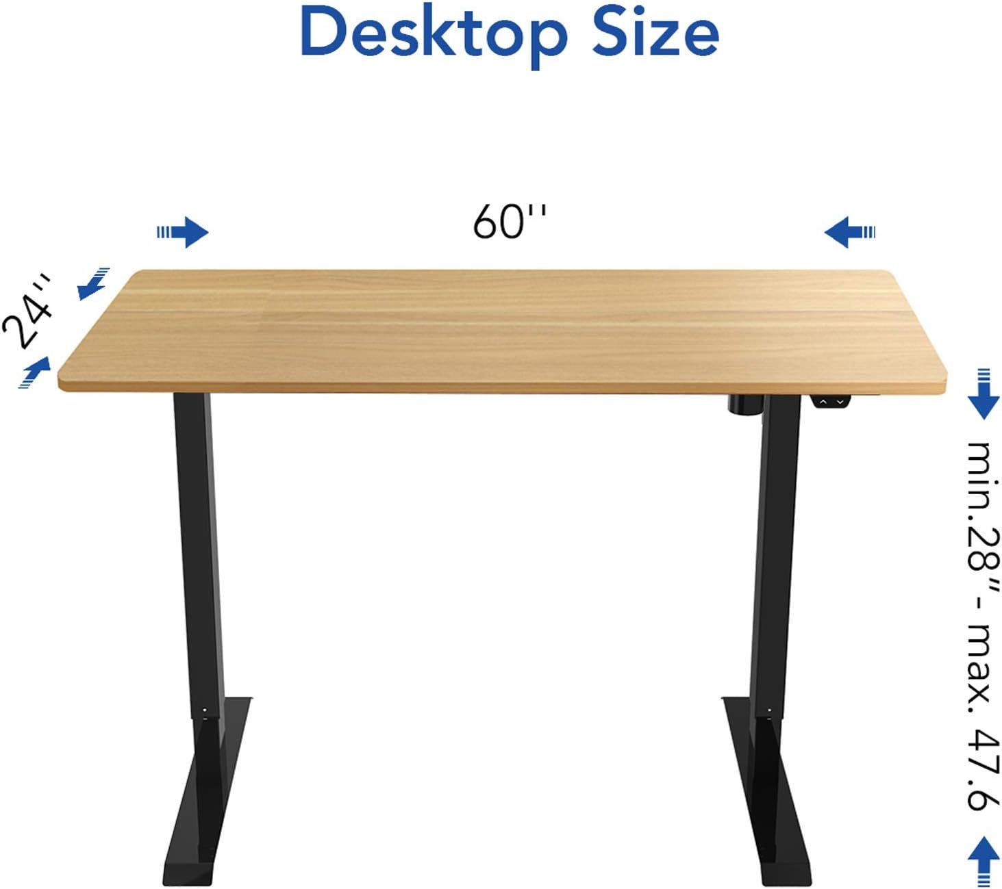 FLEXISPOT Height Adjustable Desk, Electric Sit Stand Desk Home Office Table Standing Desk (60x24 Black+Maple 2 Packages)
