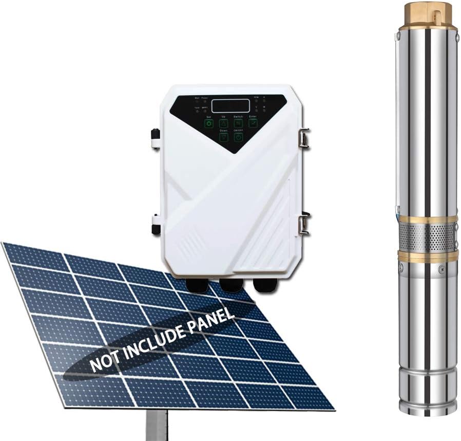 WBS Pump, Deep Well Solar Water Pump, Plastic Impeller Submersible Pump, 1.7hp, 110V, 26.4GPM, 367' Head, 4" 4DPC6-112-110-1300